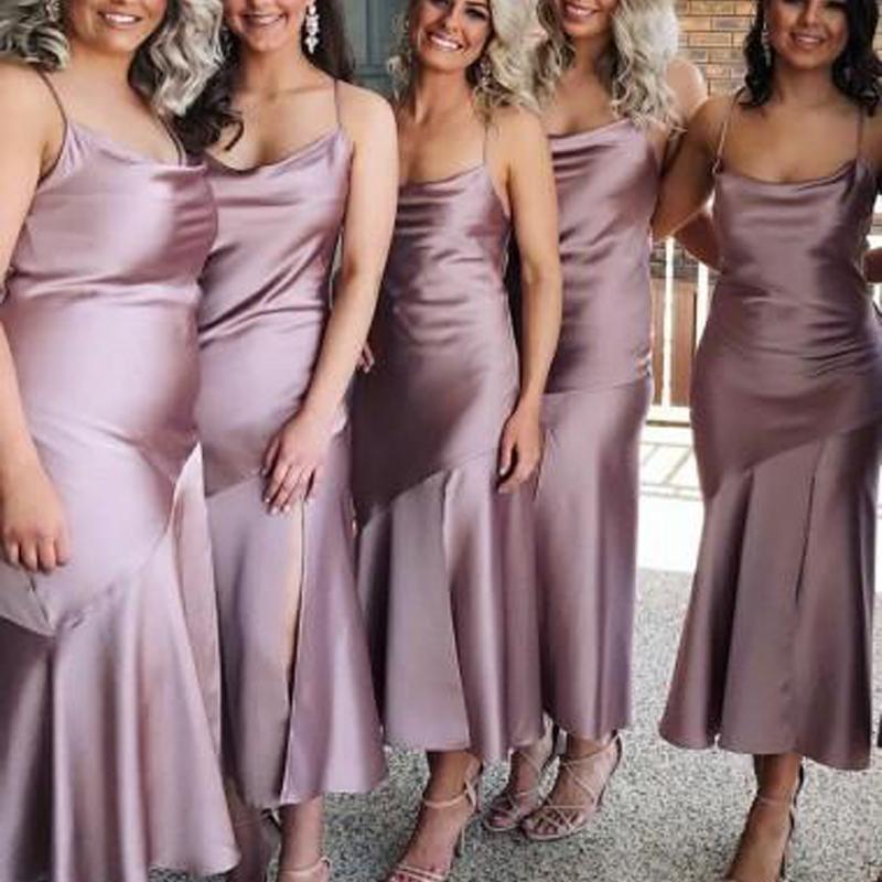 Cheap Tea Length Dusty Purple Bridesmaid Dresses Online MyChicDress