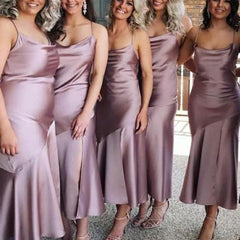 Cheap Tea Length Dusty Purple Bridesmaid Dresses Online MyChicDress