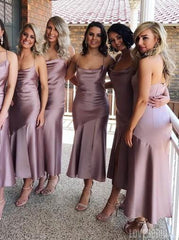 Cheap Tea Length Dusty Purple Bridesmaid Dresses Online MyChicDress