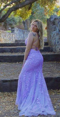 Cheap Lilac Lace Prom Dresses 2024 Mermaid Backless Violet Formal Dresses Outfits