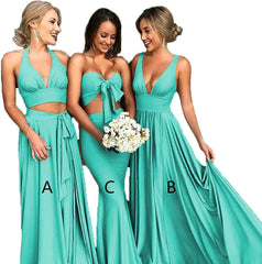 Chiffon Turquoise Bridesmaid Dresses Floor Length Long Mismatched Dress MyChicDress