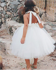 Cute White Ball Gown Tulle Short Flower Girl Dresses for Wedding MyChicDress