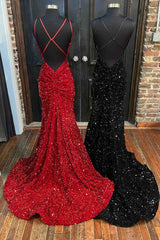 Deep V Neck Sequin Prom Dresses 2024 Mermaid Long Formal Dress