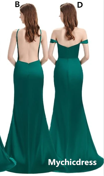 Elastic Satin Emerald Green Bridesmaid Dresses Off-the-shoulder Strapless MyChicDress