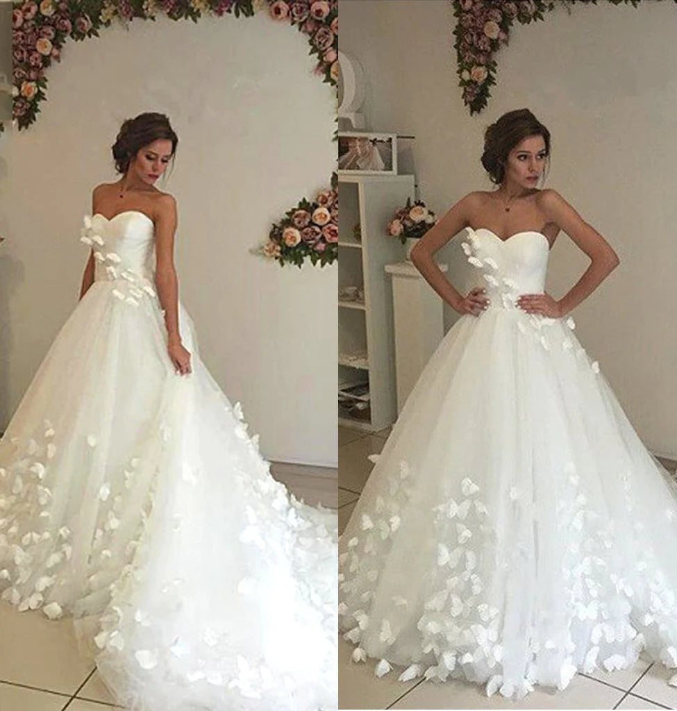 Elegant Sweetheart Ball Gown Beach Wedding Dresses With Appliques MyChicDress