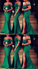 Emerald Green Bridesmaid Dresses Off the Shoulder Wedding Guest Dress MyChicDress