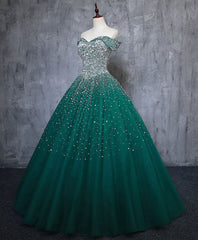 Emerald Green Sequin Prom Dresses Beaded Quinceanera Dresses, Sweet 16 Dresses MyChicDress