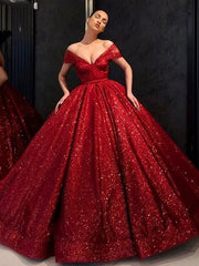 Floor-Length 2025 Ball Gown Off the Shoulder Plus Size Burgundy Quince Dresses MyChicDress