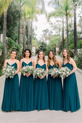 Floor-Length Chiffon Emerald Green Bridesmaid Dress Cheap Wedding Guest Dress MyChicDress