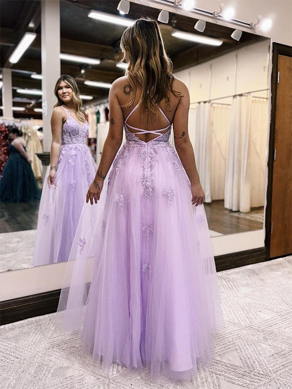 Floor Length Violet Purple Corset Lace Prom Dresses 2025 A Line Graduation Dress MyChicDress