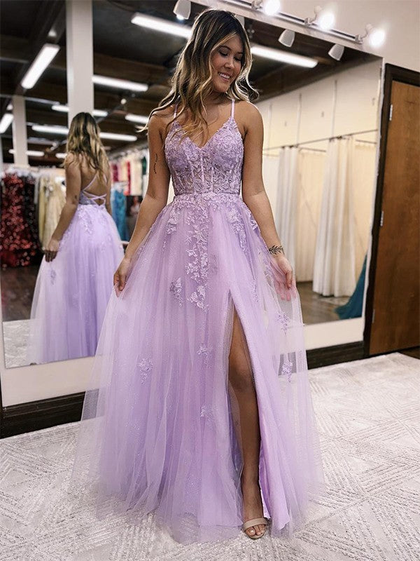 Floor Length Violet Purple Corset Lace Prom Dresses 2025 A Line Graduation Dress MyChicDress