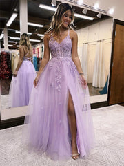 2025 Violet Purple Corset Lace Prom Dress