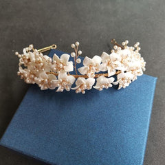 Flower Handmade Creram Pears Wedding Tiaras Bridal Headband MyChicDress