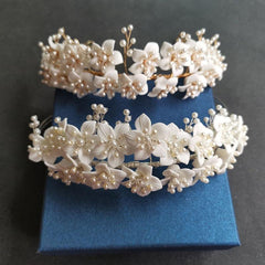 Flower Handmade Creram Pears Wedding Tiaras Bridal Headband MyChicDress