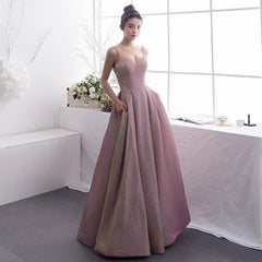 A Line Glitter Prom Dresses Metallic Gowns Spaghetti Straps