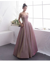 A Line Glitter Prom Dresses Metallic Gowns Spaghetti Straps