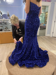 Glitter Sequin Royal Blue Prom Dresses 2024 Long Mermaid Evening Dress MyChicDress