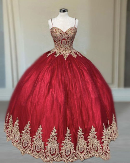 Ball Gown red Quinceanera Dresses Lace Applique Sweet 16 Dress