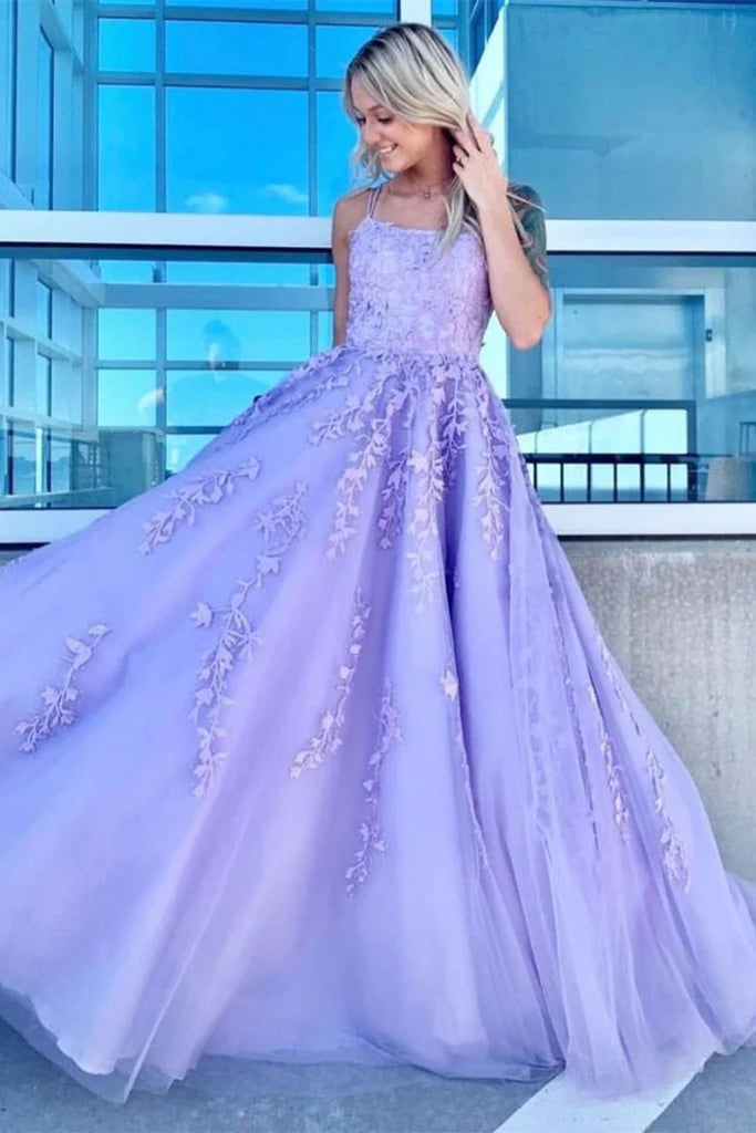 Gorgeous 20224 Lilac Lace Graduation Dress Applique Unique Long Prom Dress MyChicDress