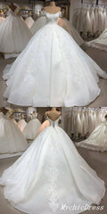 Gorgeous Ball Gown White Lace Off the Shoulder Wedding Dress MyChicDress