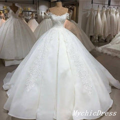 Gorgeous Ball Gown White Lace Off the Shoulder Wedding Dress MyChicDress