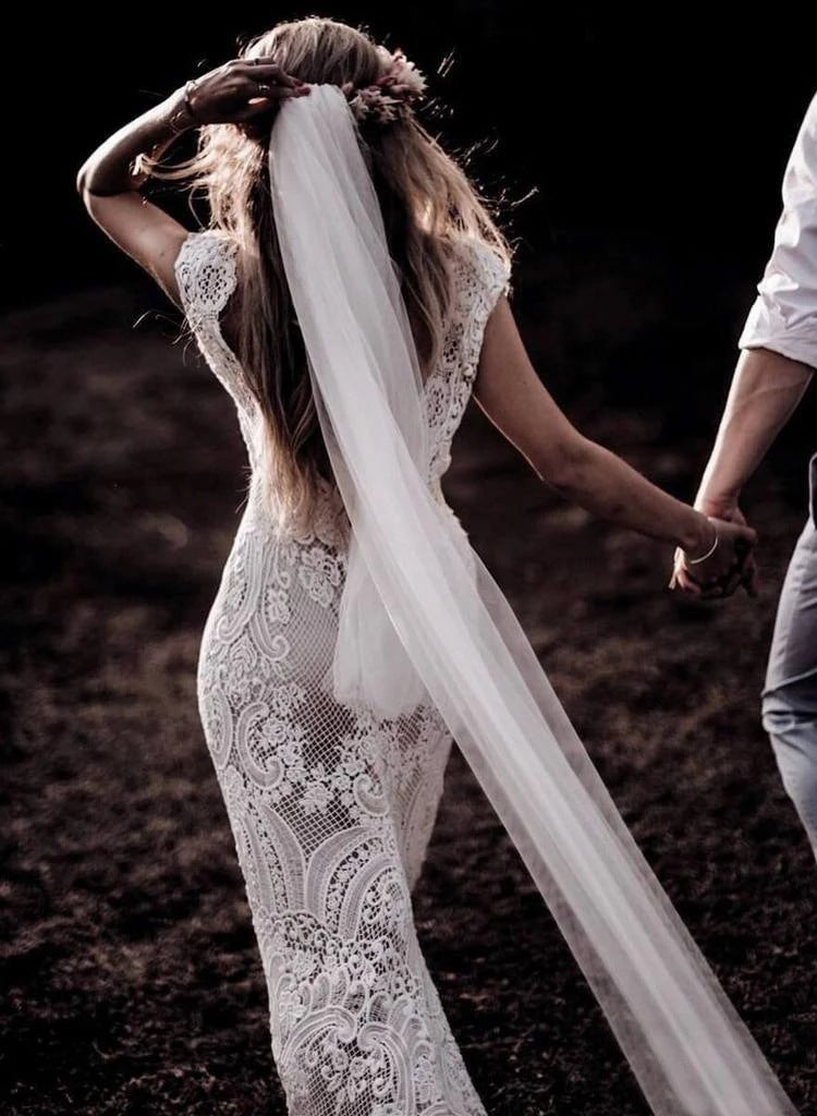 Gorgeous Lace Vintage Boho Wedding Dresses Mermaid Long Bridal Gowns MyChicDress
