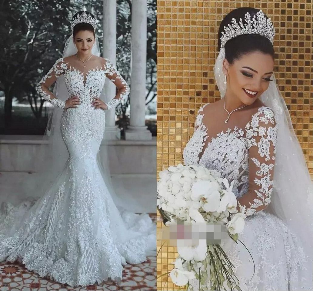 Gorgeous Vintage Wedding Dresses Lace Long Sleeves Mermaid Wedding Gown MyChicDress