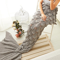 Grey Fish Scale Design Mermaid Blankets for Adults MyChicDress