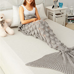 Grey Fish Scale Design Mermaid Blankets for Adults MyChicDress