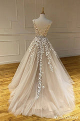 Hot 2024 A Line Lace Prom Dresses Long Beaded Appliques Belt Cross Back MyChicDress