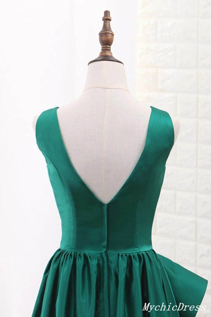 Hot Floor Length V Neck Sleeveless Sexy Green Prom Evening Dresses MyChicDress