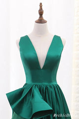 Hot Floor Length V Neck Sleeveless Sexy Green Prom Evening Dresses MyChicDress