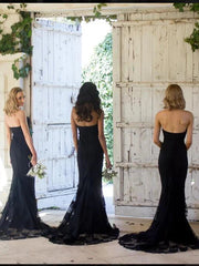 Hot Mermaid Lace Bridesmaid Dresses Black Sweetheart Sleeveless MyChicDress