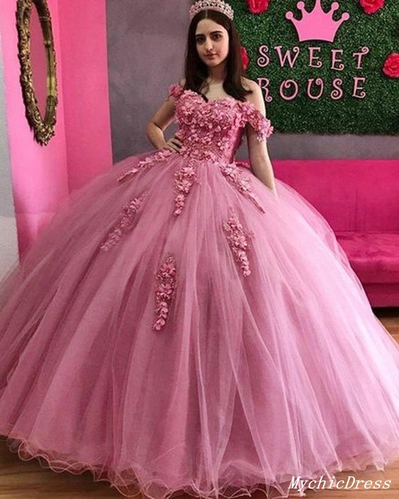 Hot Off the Shoulder 2025 Purple Quinceanera Dresses Tulle Ball Gown Sweet 16 Dress MyChicDress