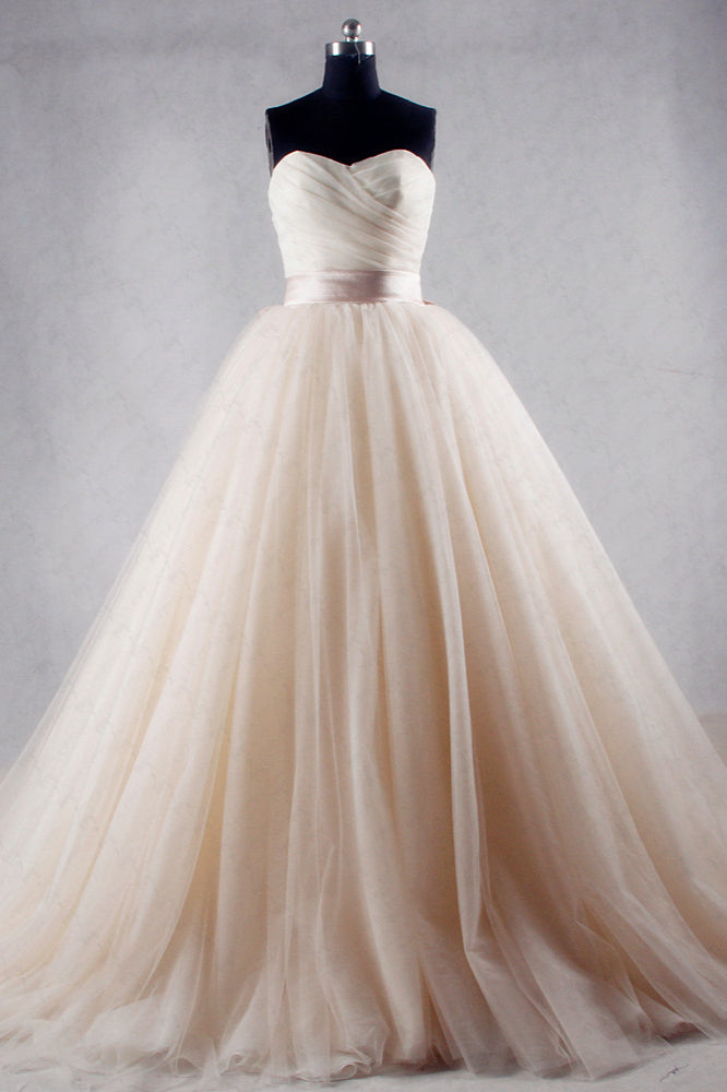 Hot Strapless Tulle Ball Gown Wedding Dresses Lace Up Back - MyChicDress