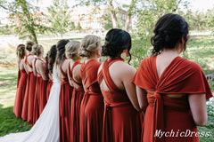 Long Chiffon Burnt Orange Infinity Bridesmaid Dresses Convertible Dress