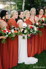 Long Chiffon Burnt Orange Infinity Bridesmaid Dresses Convertible Dress