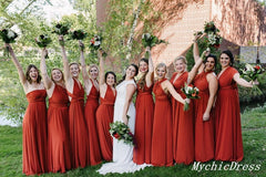 Long Chiffon Burnt Orange Infinity Bridesmaid Dresses Convertible Dress