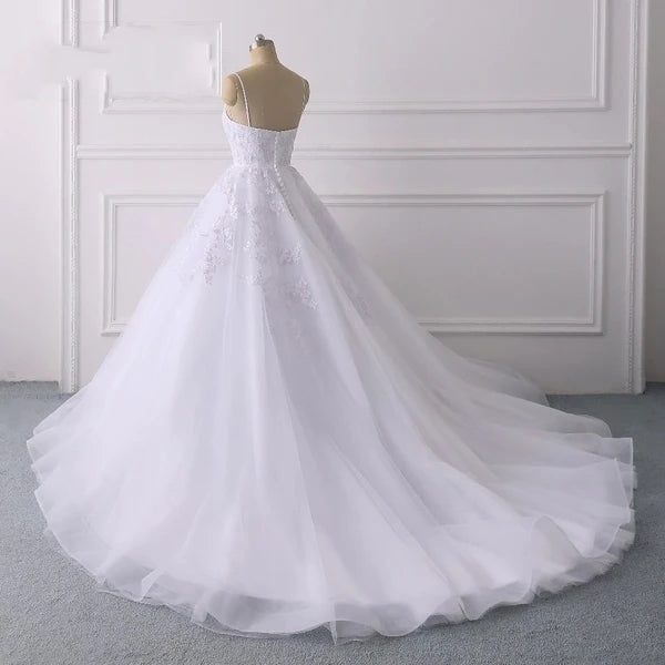 Lace Applique Ball Gown Vestido Wedding Dresses Spaghetti Straps - MyChicDress