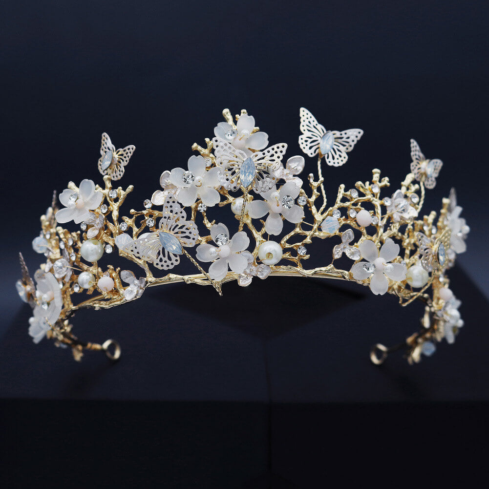 Lovely Butterfly Flower Bridal Tiaras Headband Crystal Quinceanera Crown MyChicDress