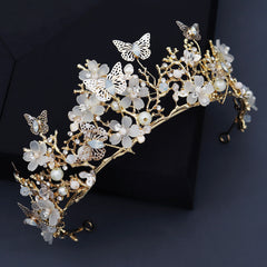 Lovely Butterfly Flower Bridal Tiaras Headband Crystal Quinceanera Crown MyChicDress