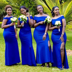 Mermaid Long Royal Blue Bridesmaid Dresses Satin African Wedding Guest Dress MyChicDress