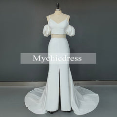 Mermaid Two Piece Beach Wedding Dresses with Split Summer Maxi Dresses MyChicDress