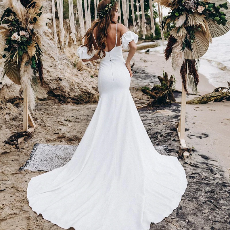 Mermaid Two Piece Beach Wedding Dresses with Split Summer Maxi Dresses MyChicDress