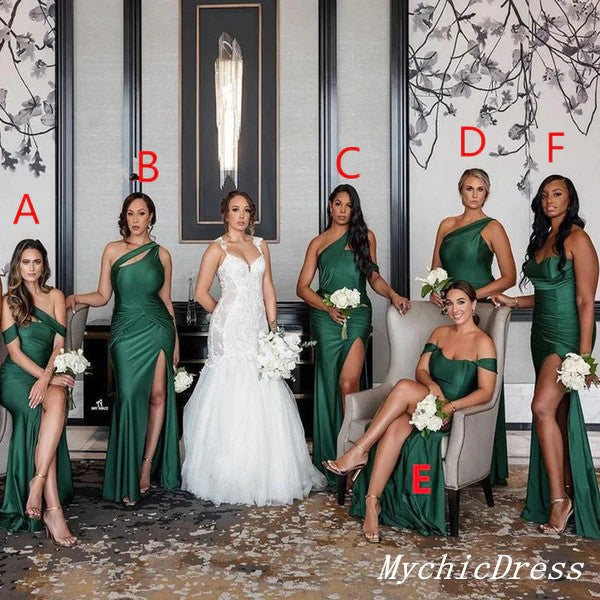 Mismatched Emerald Green Bridesmaid Dresses Mermaid Long Wedding Guest Dress MyChicDress