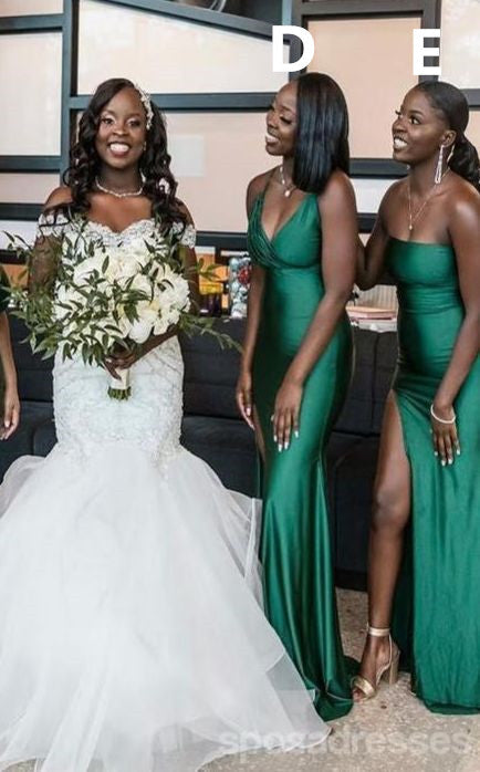 Multiway Elastic Satin Emerald Green Bridesmaid Dresses Mismatched MyChicDress