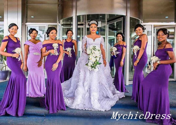 Multiway Purple Bridesmaid Dresses Mermaid African Cheap Long Wedding Party Dresses MyChicDress