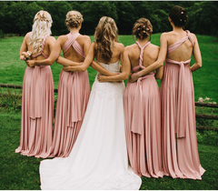 Floor Length Dusty Rose Infinity Bridesmaid Dresses Long Chiffon Dress