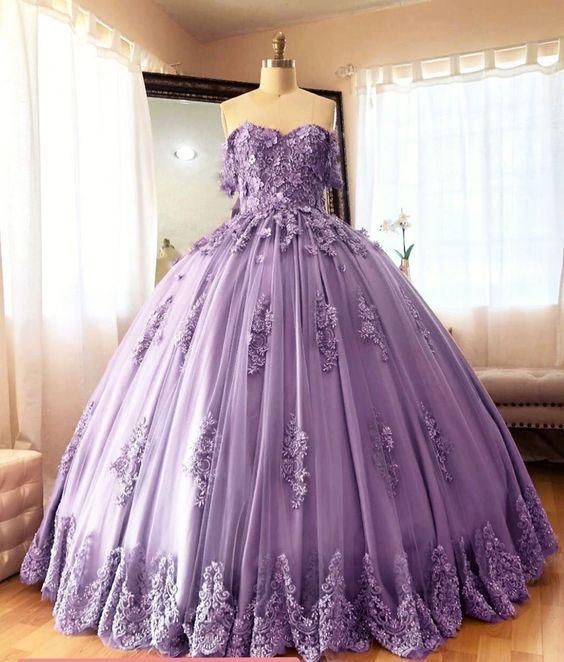 Off Shoulder Lace Ball Gown Quinceanera Dresses Embroidered MyChicDress