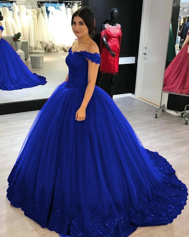 Off Shoulder Tulle V-neck Lace Burgundy Wedding Dresses Ball Gowns MyChicDress